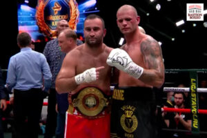 Murat Gassiev y Michael Wallisch posan tras su combate